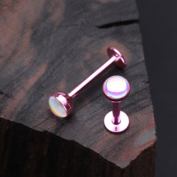 Detail View 1 of Colorline Iridescent Revo Sparkle Steel Labret-Pink